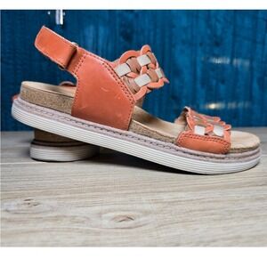 Clarks Women's Arwell Glide Sandals US 9.5 Orange Woven Leather Comfort minor